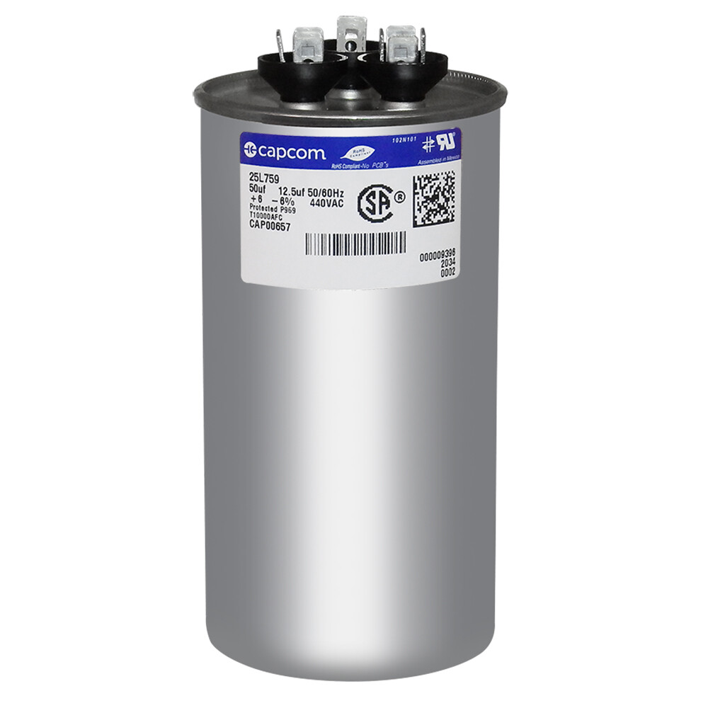 OEM Capcom Capacitor 50/12.5 uf MFD 440 volt Replaces Trane GE CPT657 CPT00657