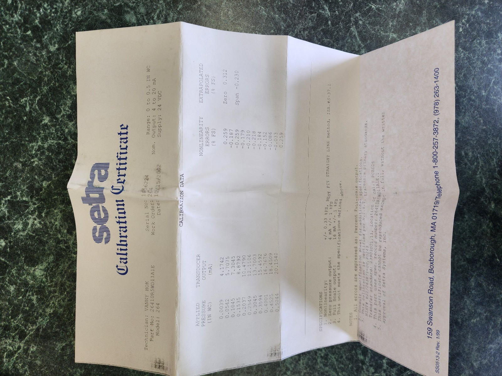 Setra 264 Series 26410R5WD11A1E Differential Pressure Transmitter