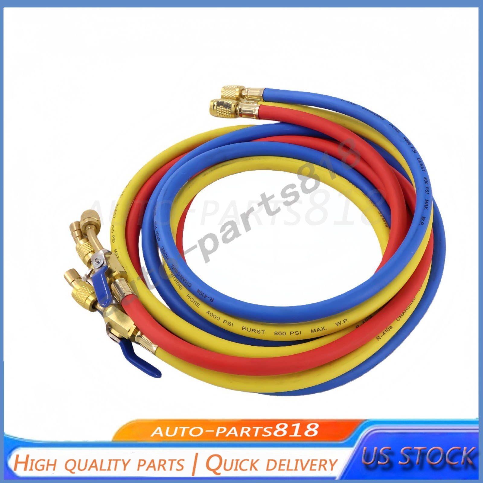 For R-410A Refrige 3Pack 29986 Plus II 1/4″ Hose with Compact Ball Valve 72″ US