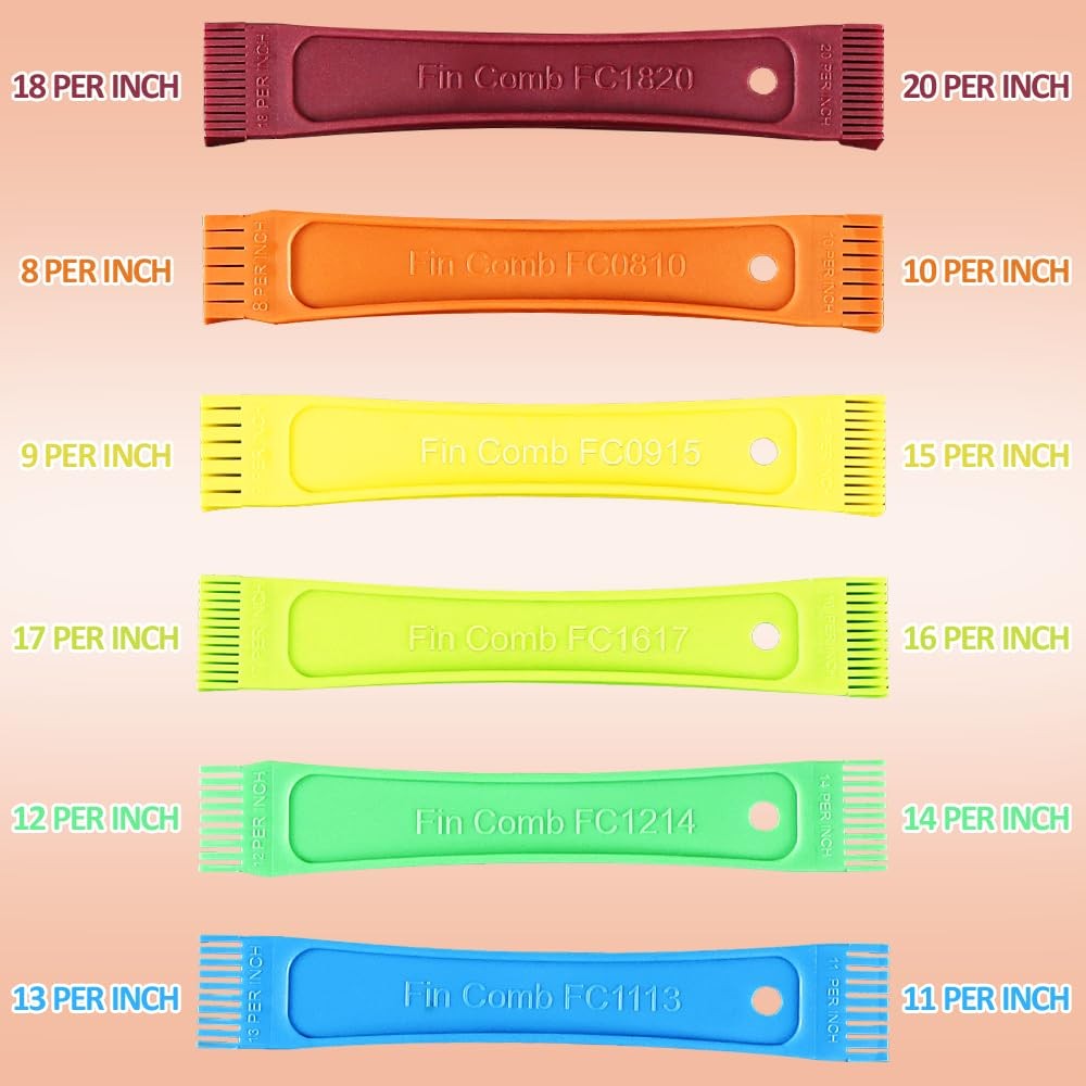 Six of the Most Popular Fin Combs (Red;orange;yellow;lime;green;blue;)