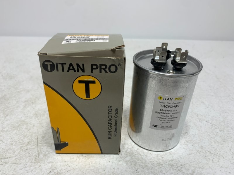 Titan Pro TRCFD455 Motor Run Capacitor 45/5 MFD 440/370V Round