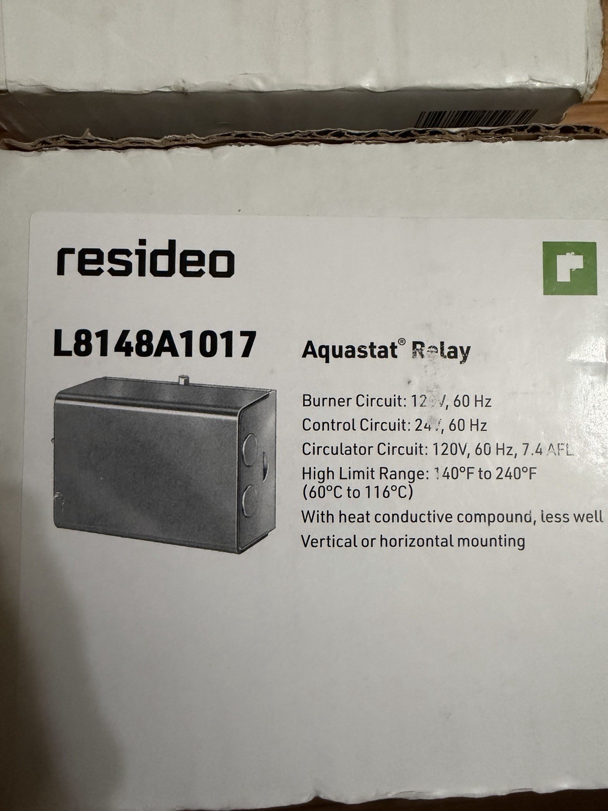 RESIDEO AQUASTAT RELAY: (1) L8148J1009 & (1) L8148A1017