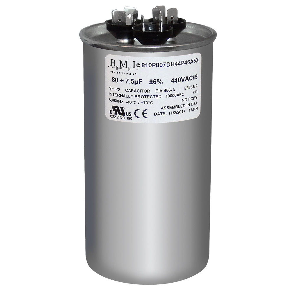 80/7.5 MFD 370 440 VAC Run Capacitor replaces GE Genteq Capcom C38075R C48075R