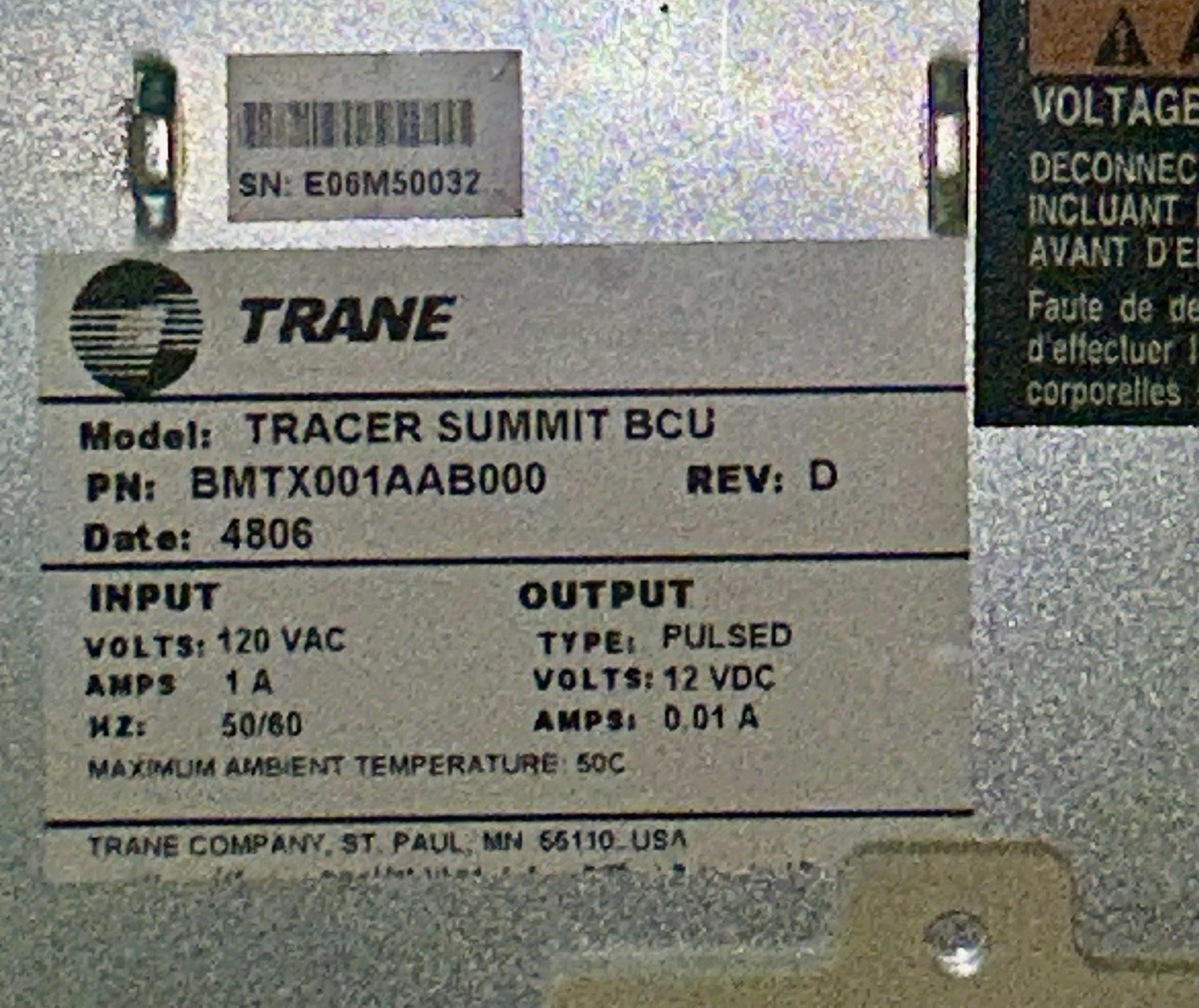 Trane Tracer Summit BCU Building Control Unit BMTX001AAB000 With Modem Rev. D