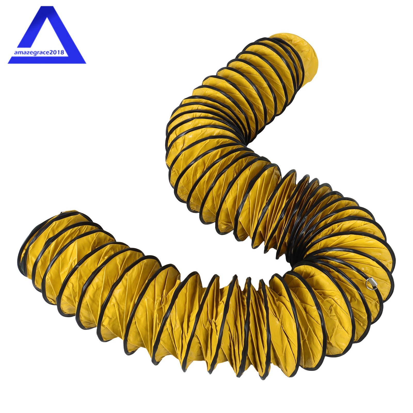 PVC Flexible Duct Hose for Ventilator Blower Fan w/ Rope & D-Ring 8″ × 25FT
