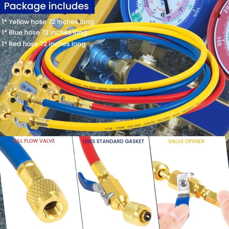 29986 Plus II 1/4″ Hose with Compact Ball Valve End Refrigerant Charging Hose