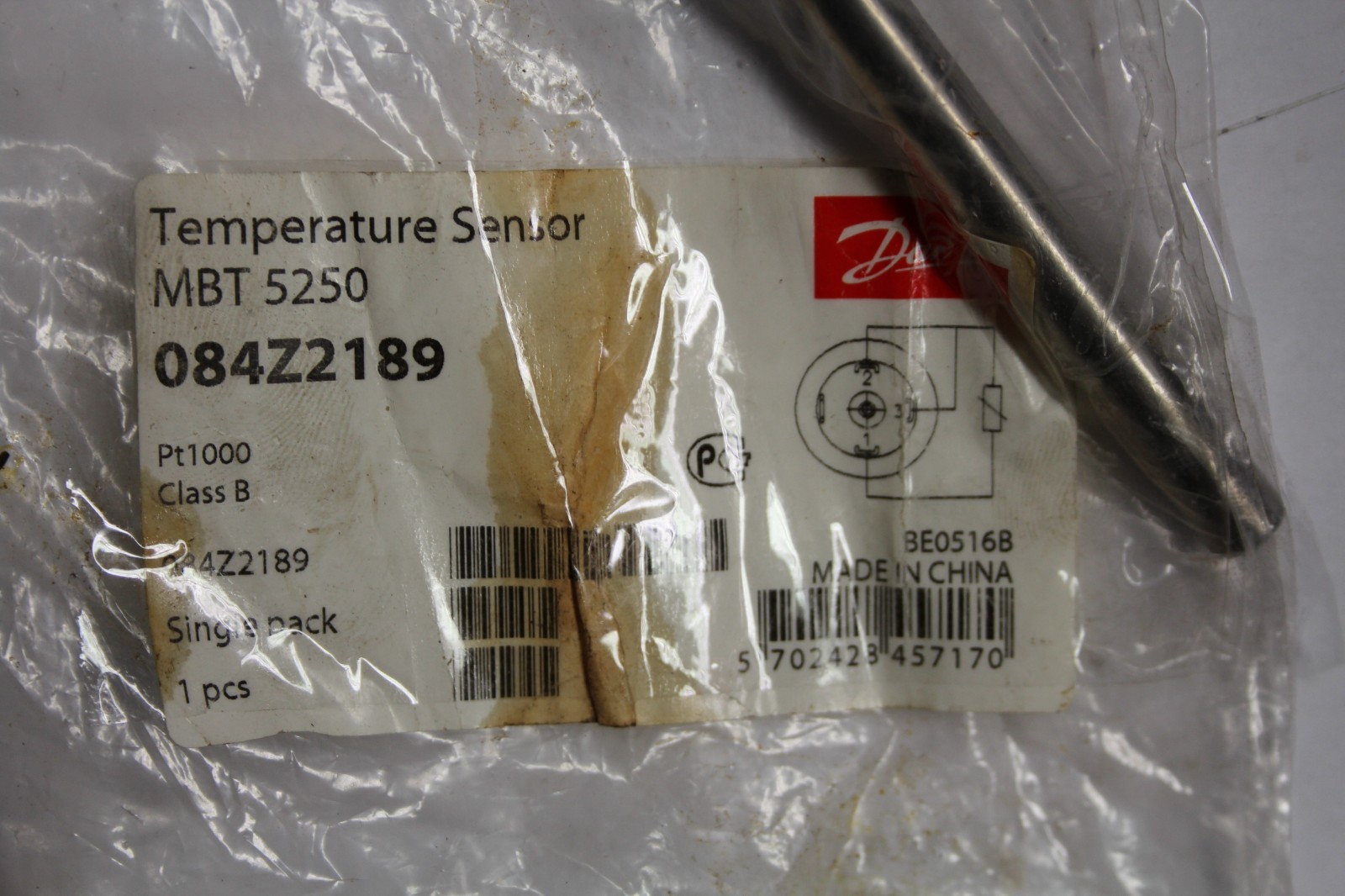 Danfoss MBT 5250 084Z2189 PT1000 Immersion Temperature Sensor 1/2″ NPT OEM