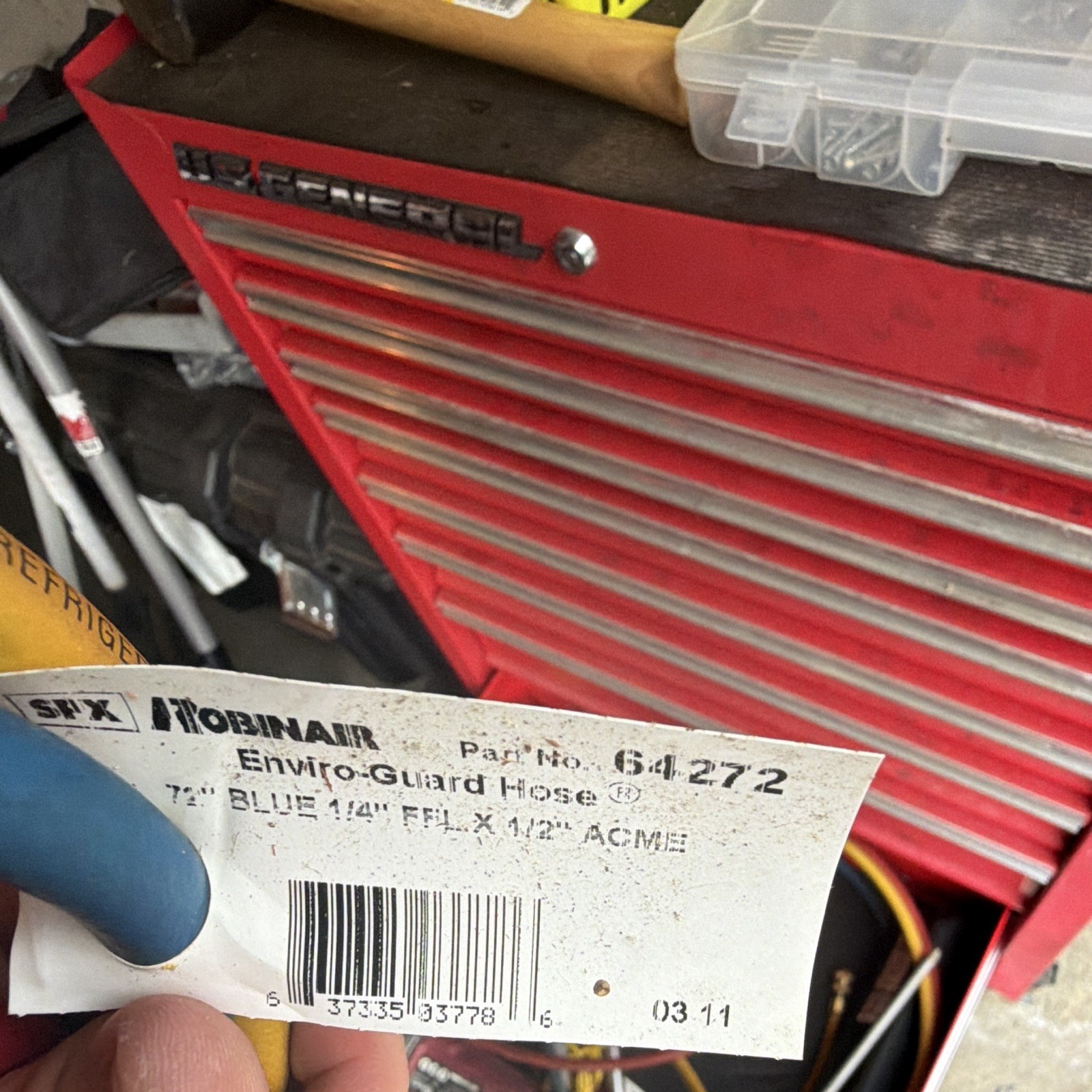 Robinair Enviro-Guard R-134a 3 HVAC Hoses 72in 1/4in 500psi Red/Blue/Yellow