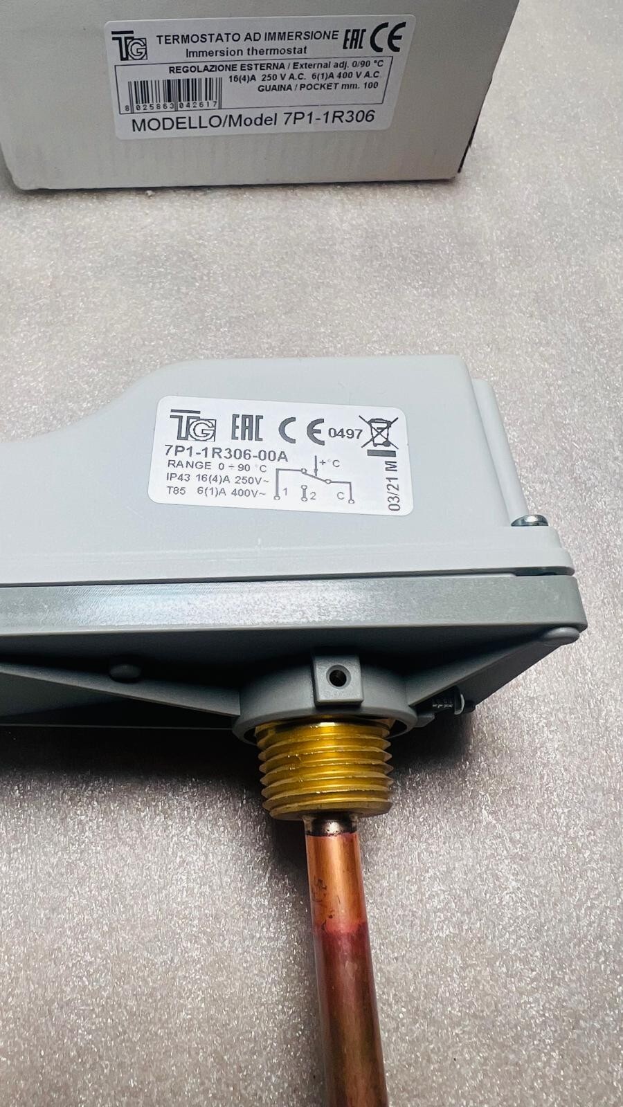 TG 7P1-1R306 immersion thermostat EXTERNAL 0/90 C250V POCKET MM 100
