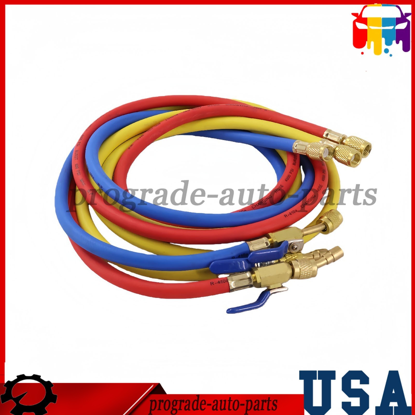 For Plus II 72″ Charging Hose Set 1/4″ Compact Ball Valve 3 Pack US STOCK