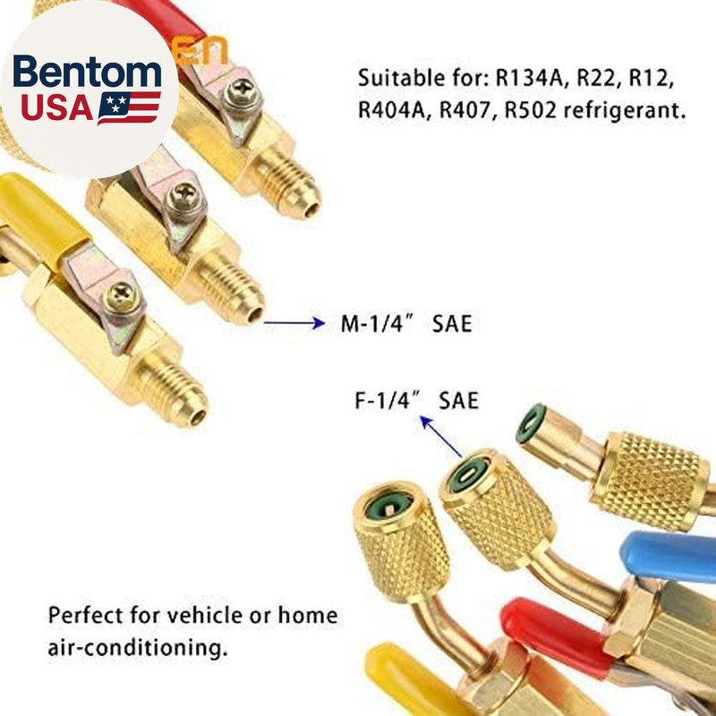 Air Conditioning Refrigerant Ball Valve 1/4’’ SAE, R410A R134A R12 R22 HVAC Shut