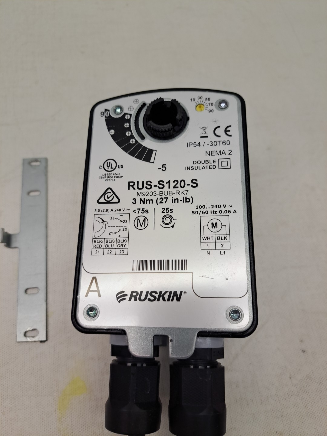 Ruskin RUS-S120-S electric on/off spring return actuator NEW, no box