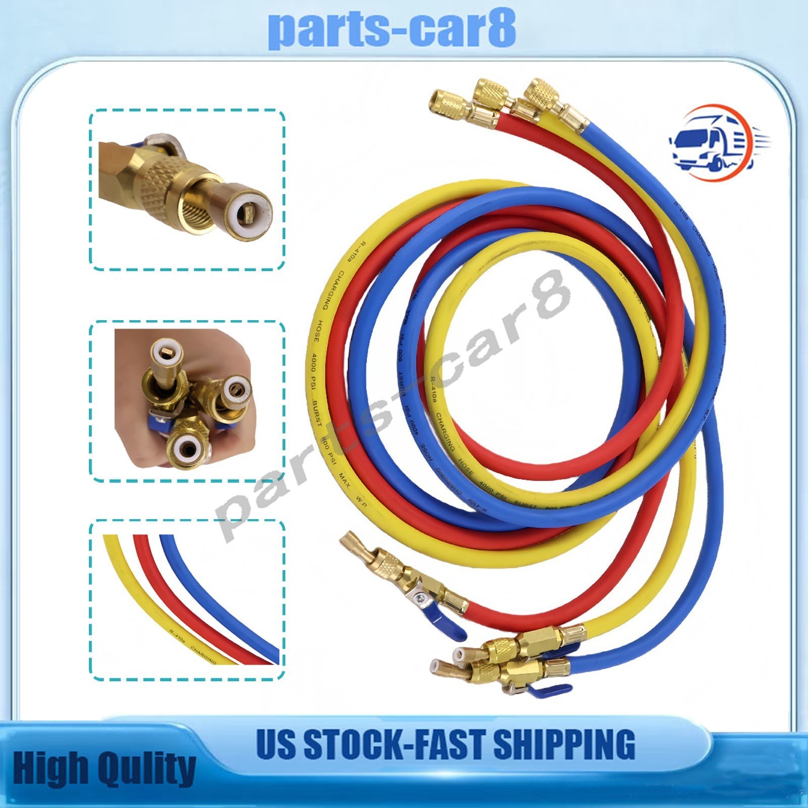 NEW 3Pack 29986 For R-410A Refrige Plus II 1/4″ Hose with Compact Ball Valve 72″