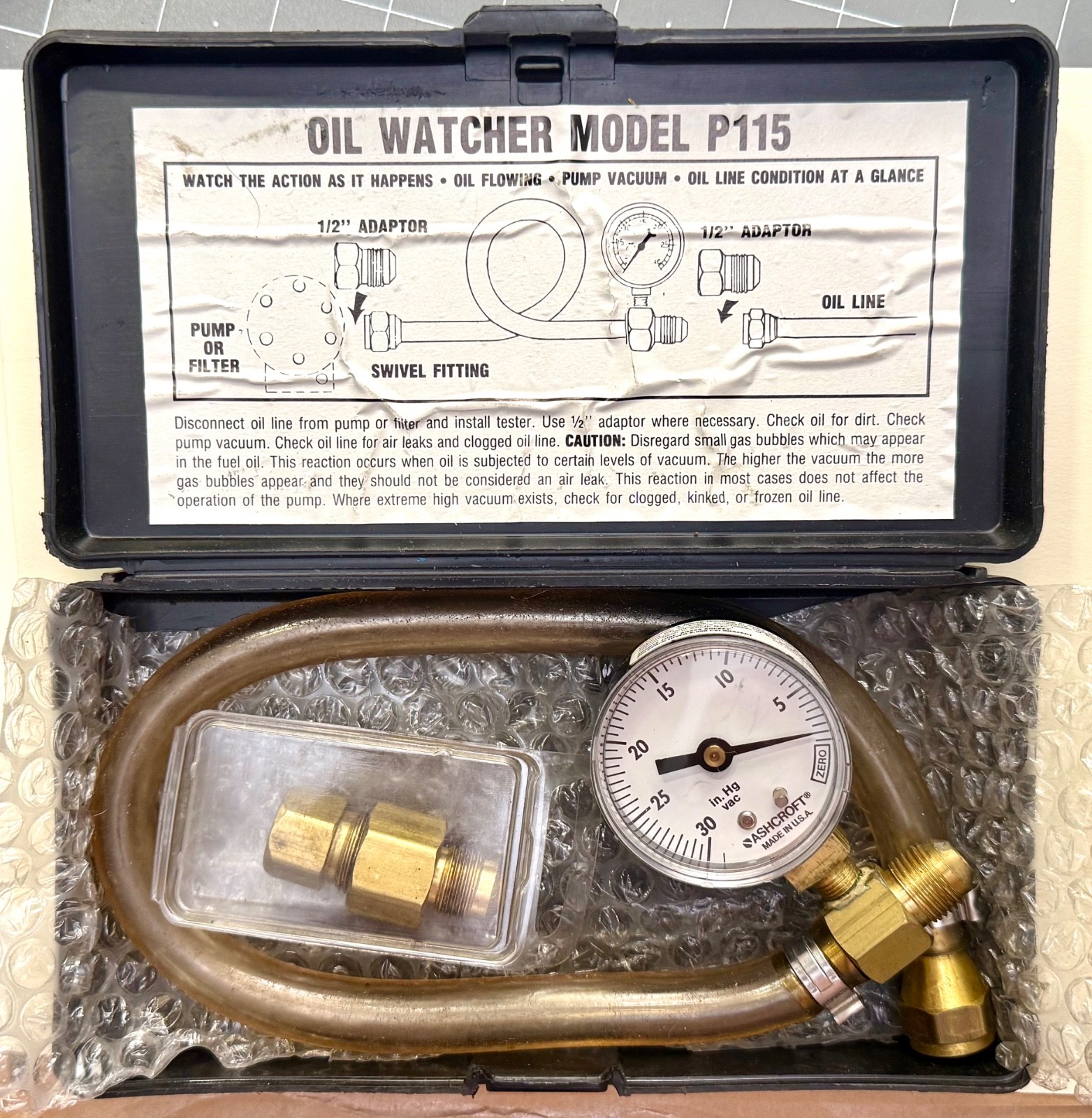 Sid Harvey’s OIL WATCHER model P115 Suction Oil Line Analyzer Tester