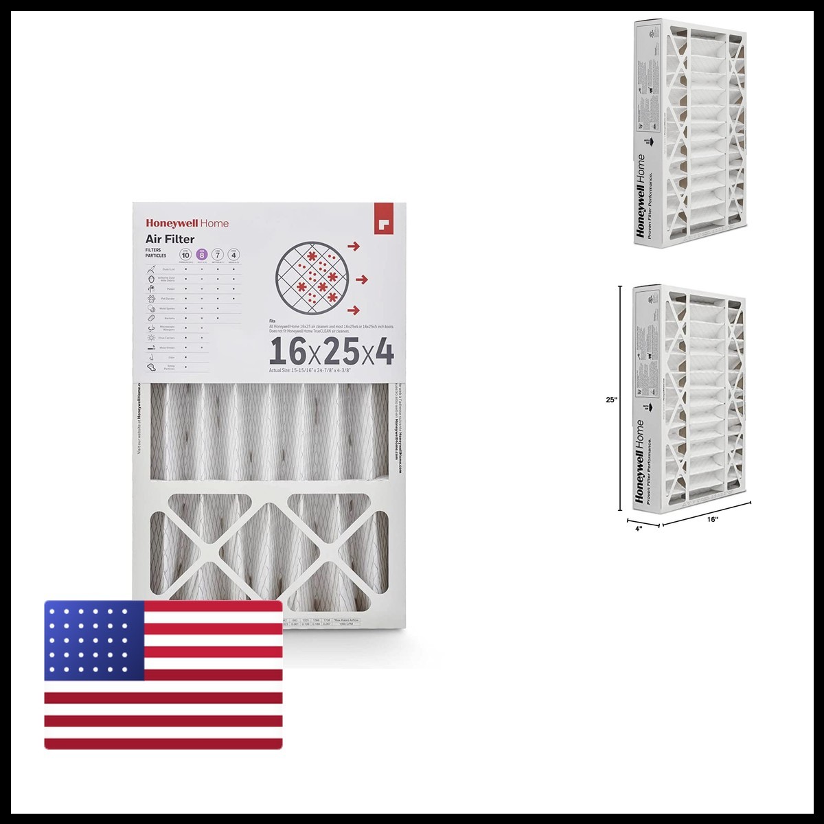 Honeywell Home 16X25X4 Merv 8 Ac Furnace Air Filter 1 Pack
