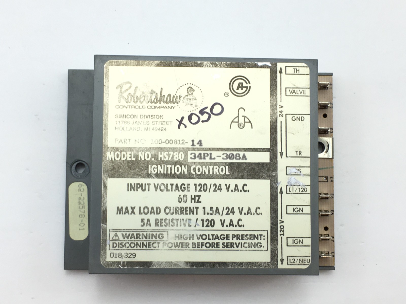 Robertshaw HS780 34PL-308A Ignition Control Module 100-00812-14 used #X050