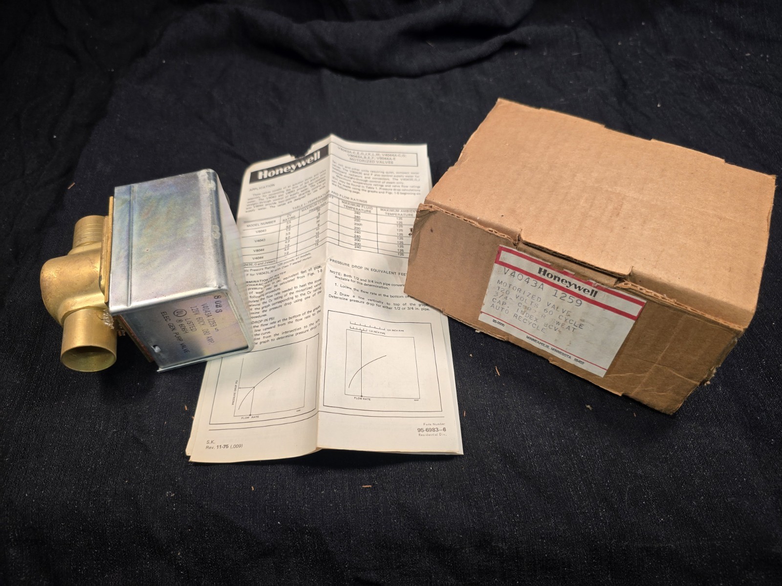 HONEYWELL V4043A1259 3/4″ 120v Motorized Zone Valve – NOS