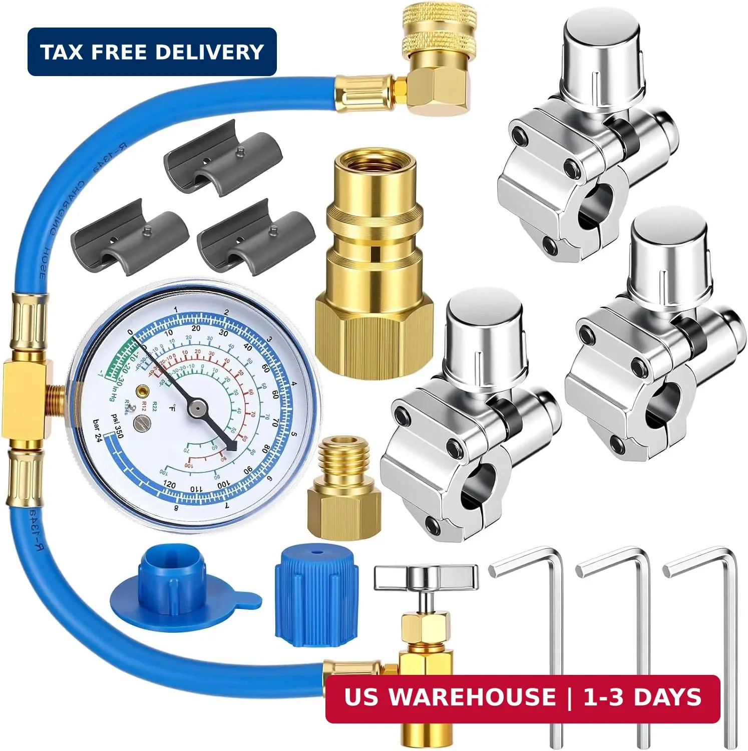 Mudder R134a Refrigerator Recharge Kit with Bpv31 Bullet Piercing Valve, Hose Re