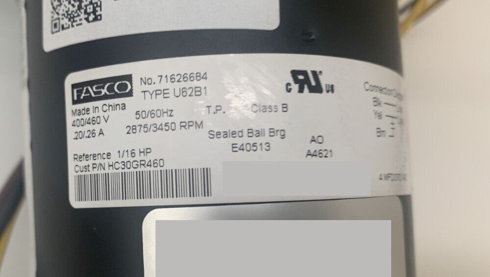 Carrier Factory Auth. Parts 48TM000647 400/460V 1/16HP Inducer Motor Assembly