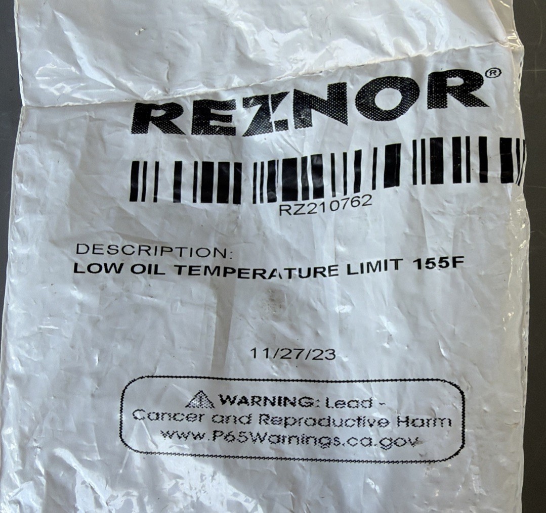 Reznor Low Oil Temperature Limit Switch 155F RZ210762 (BLACK WIRES)