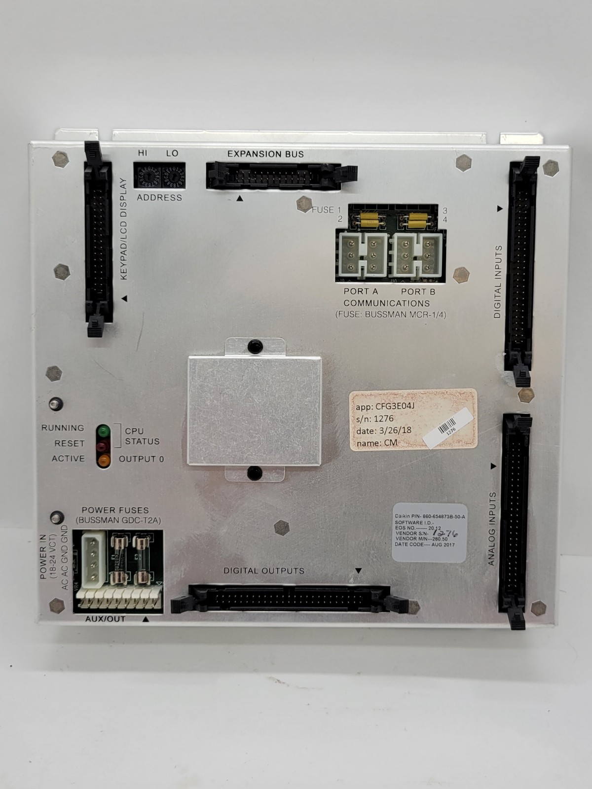 McQuay 860-654873B-50-A Chiller Control Board Digital/Analog Inputs