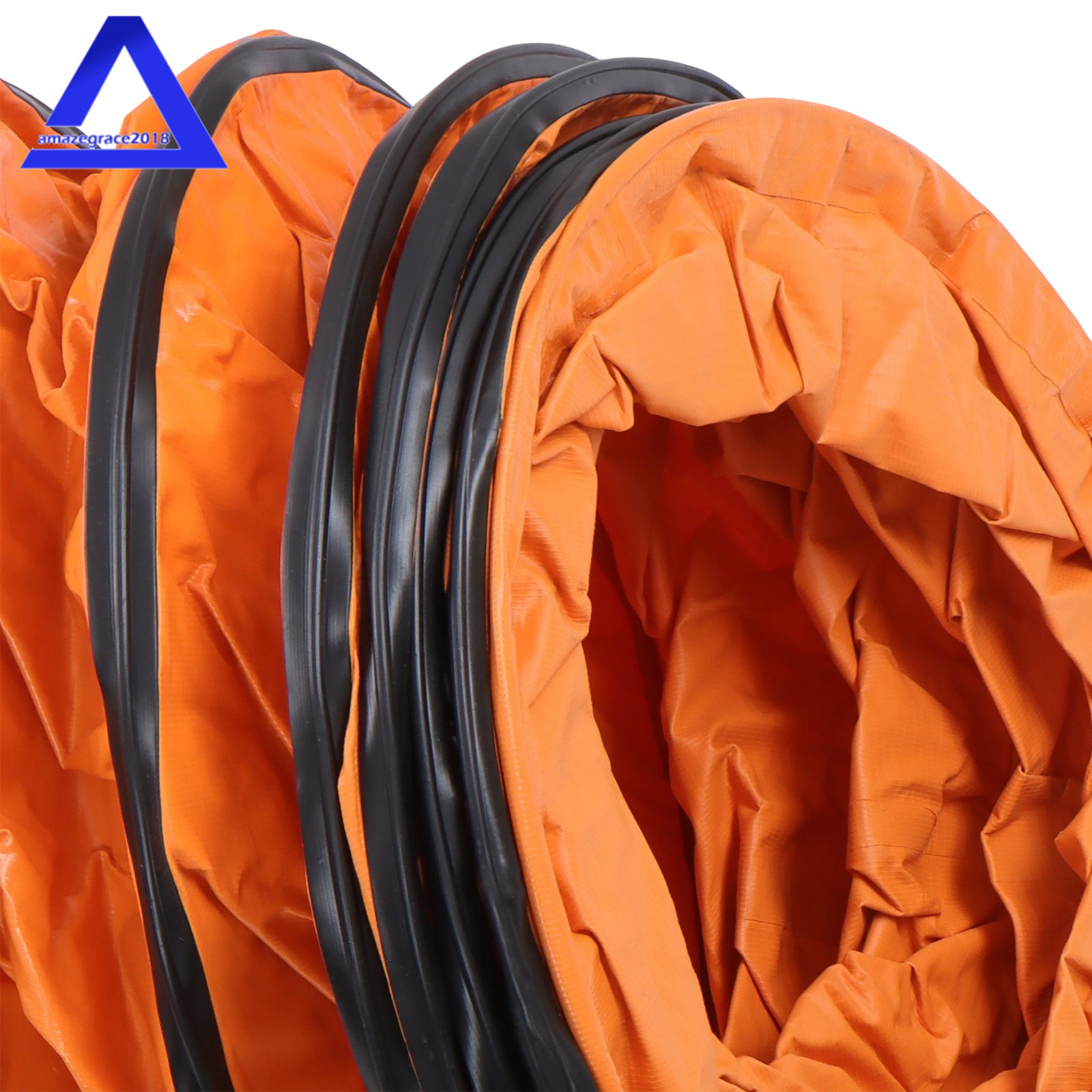 PVC Flexible Duct Hose for Ventilator Blower Fan w/ Rope & D-Ring 12″ × 16FT