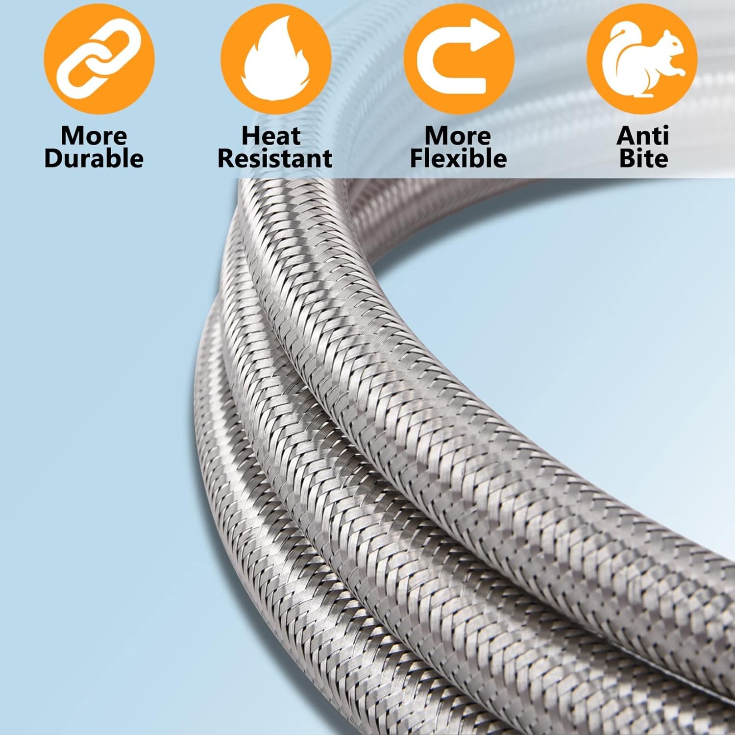 GasSaf 18inch RV Propane Pigtail Hose Stainless Steel Braid Connector with Type