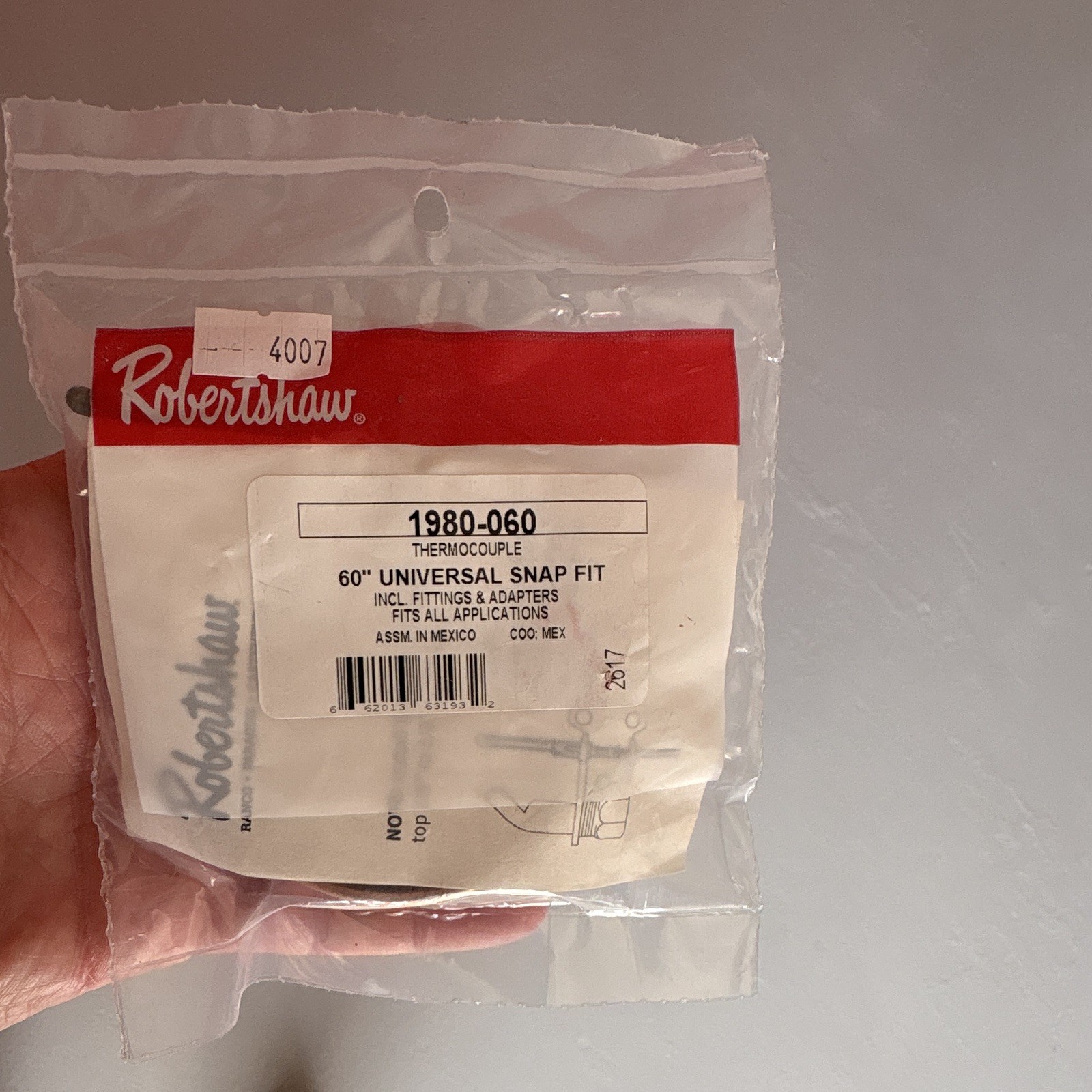 Robertshaw 1980-060 60” Snap-Fit Thermocouple Gas Pilot Replacement