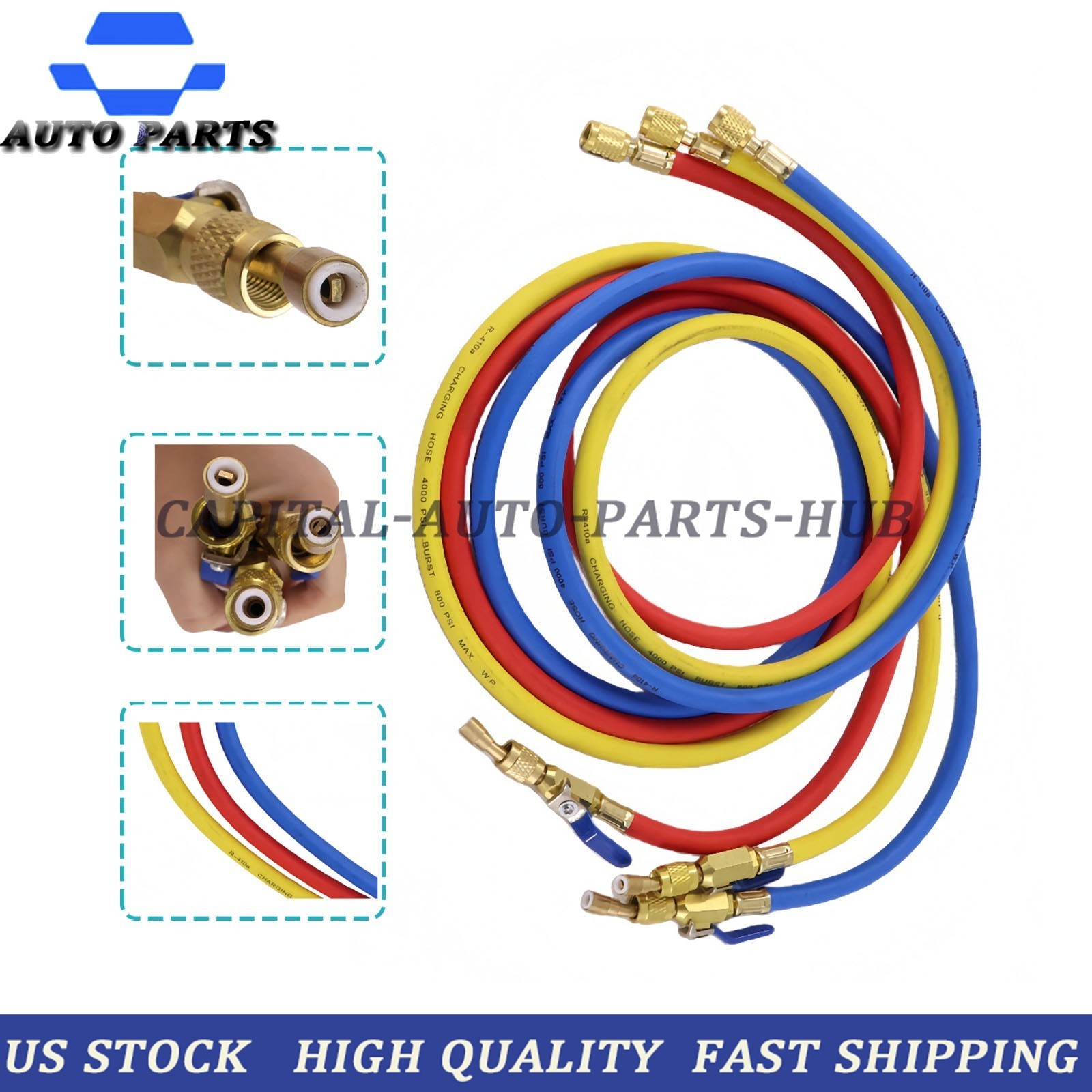 3Pack 29986 Plus II 1/4″ Hose with Compact Ball Valve 72″ for R-410A Refrige USA