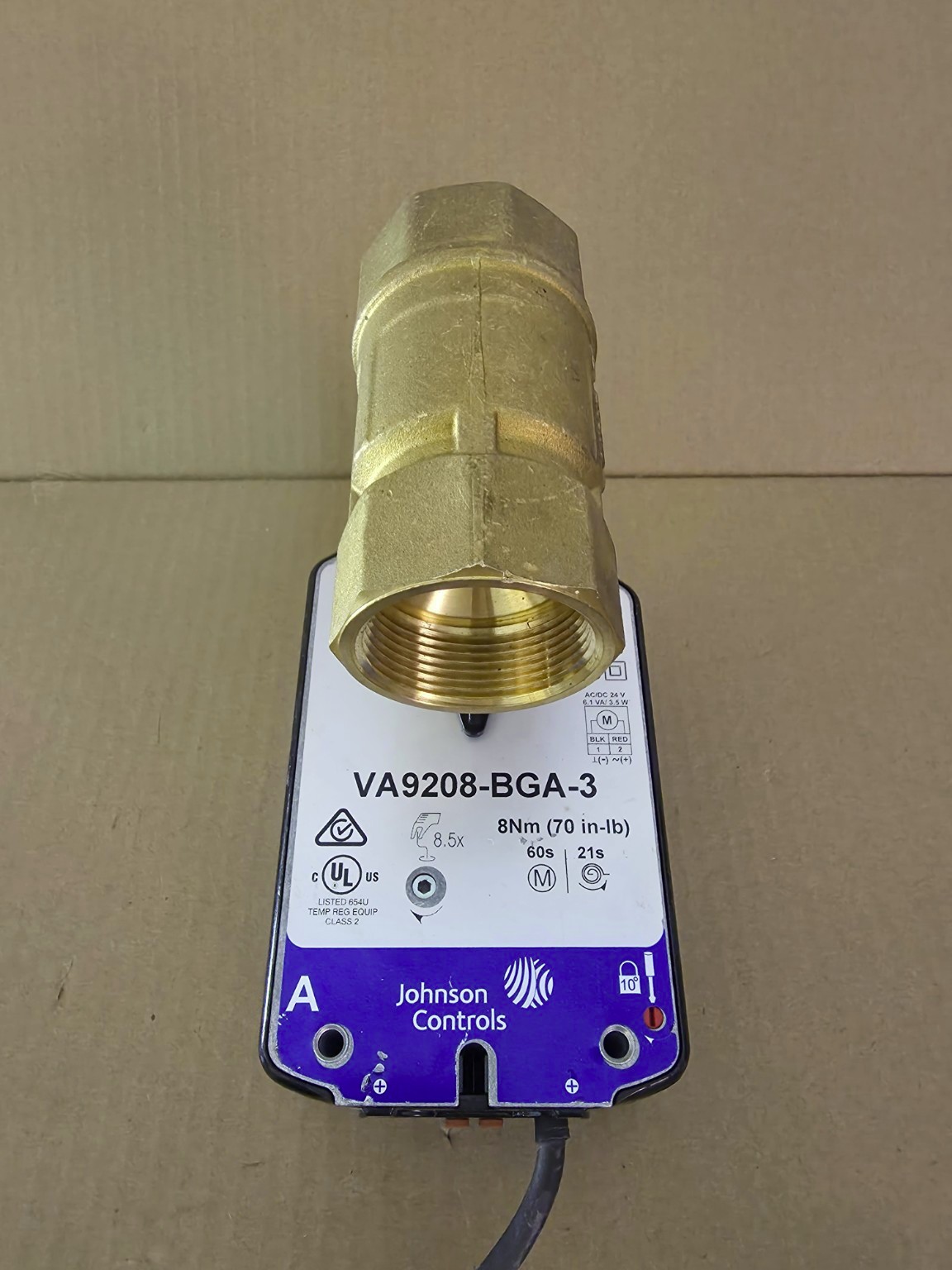 Johnson Controls VA9208-BGA-3 24V HVAC Actuated Ball Valve 2″ NPT Brass BAS