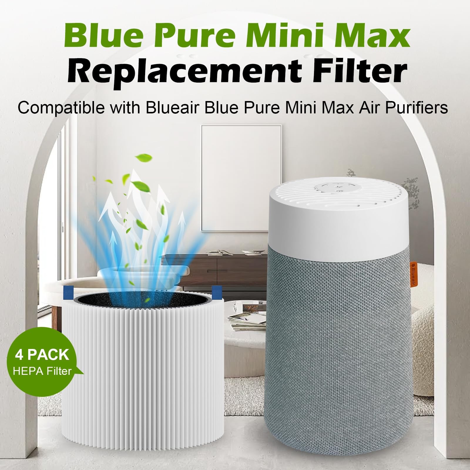 4 Pack Mini Max Filter Compatible with Blue Pure MiniMax (4-Pack)