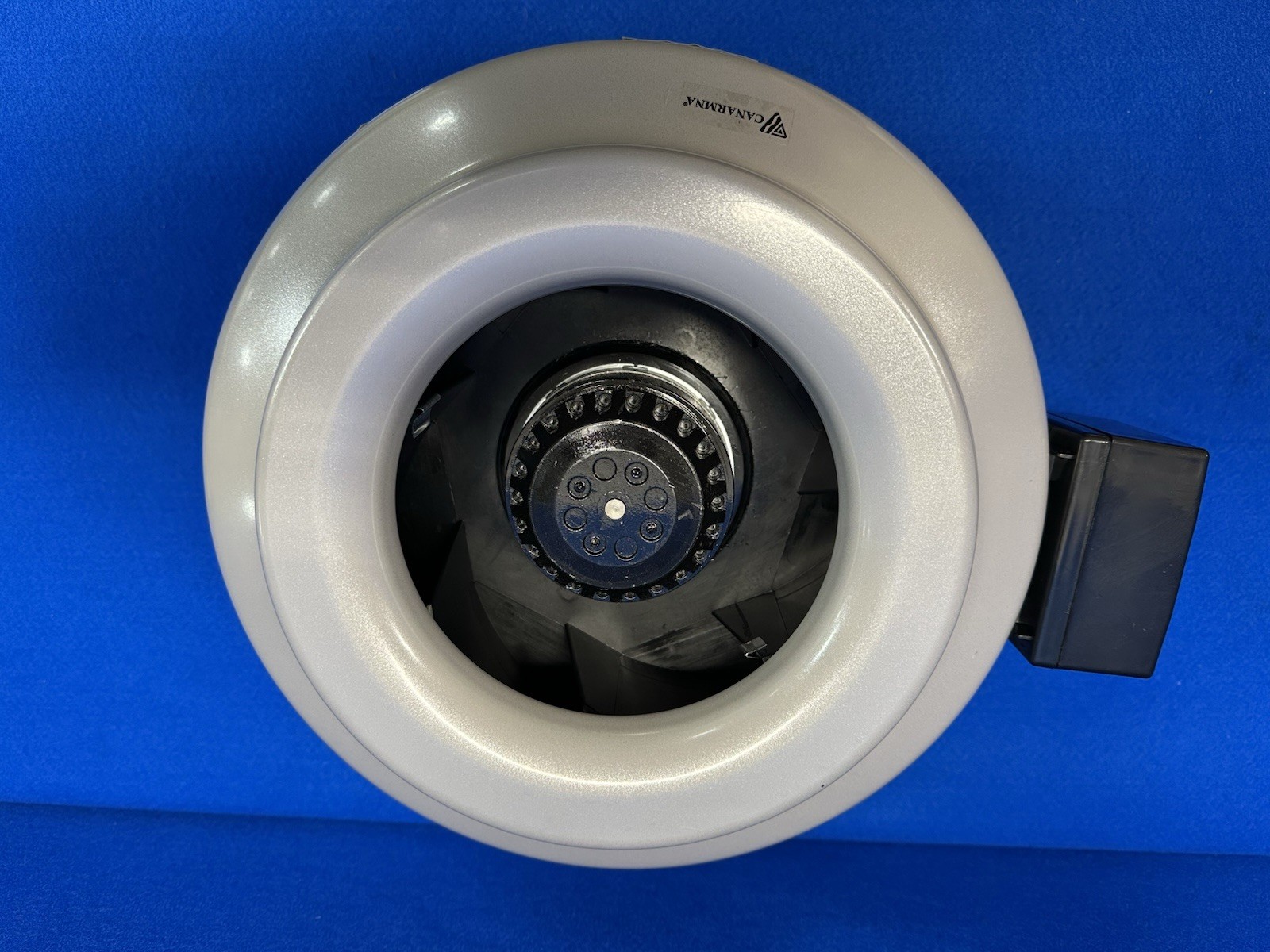 Canarm In-Line Duct Fan: 598 cfm Max., 10 in Duct, 140 W, 120V AC