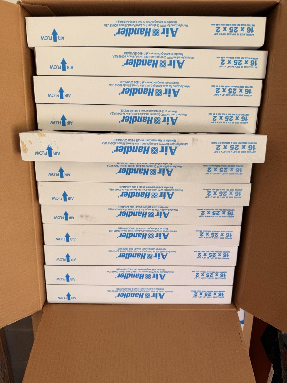 Air Handler 6B950 16x25x2 HC Pleated MERV 8 Electrostatic Filter, Full box of 12