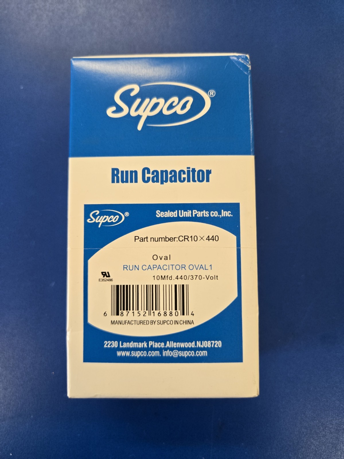 SUPCO CR10X440 OVAL RUN CAPACITOR (10MFD 440V)