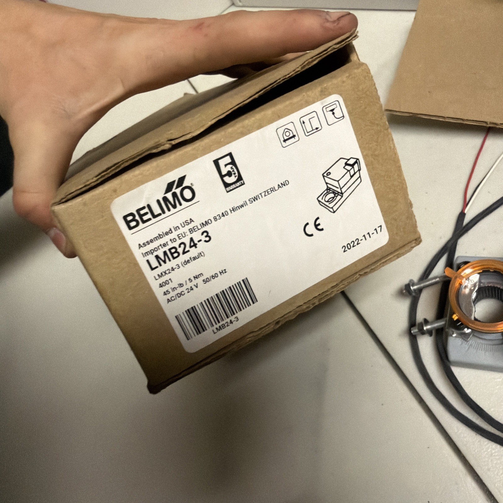 Belimo LMB24-3-T HVAC Damper Control Actuator, 24vac/Dc, 1 .5W, 2.0VA, NEMA 1.