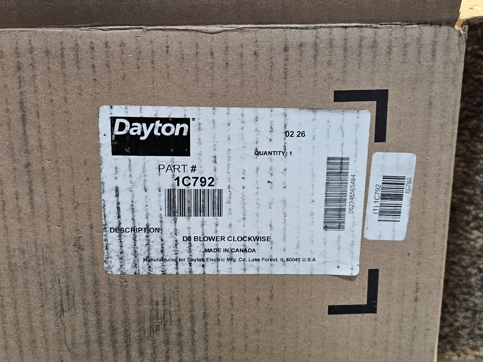DAYTON 1C792 7 3/4 in Blower Wheel Dia, Direct Drive, For 360 CFM Airflow Steel
