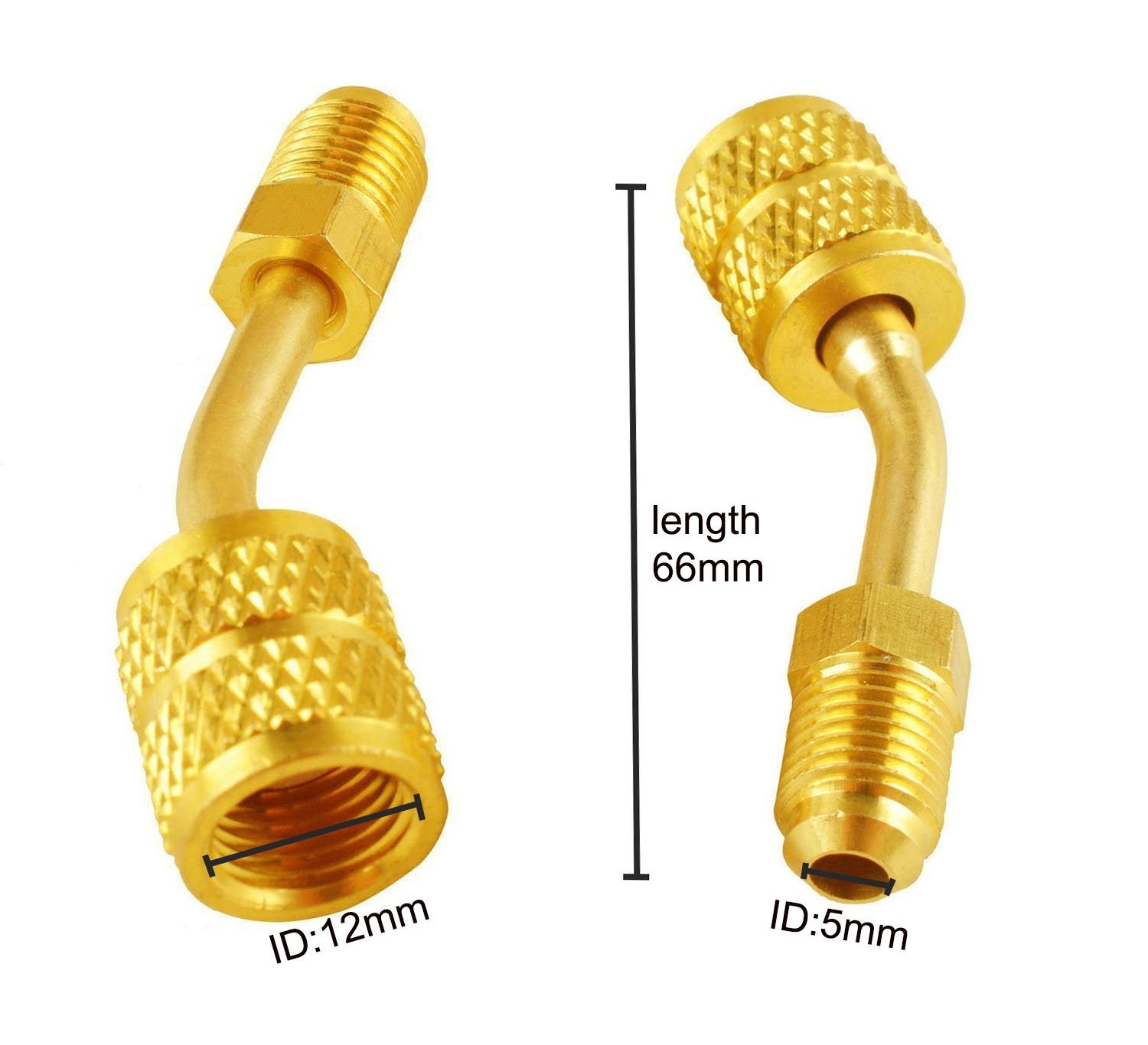 Wadoy R410a Adapter for Mini Split HVAC System 5/16″ Female Quick 145°, Gold