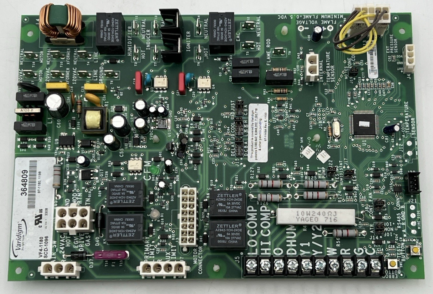 VARIDIGM 364809, VF4-1180, 97-1149A, SCD-1096 FURNACE CIRCUIT CONTROL BOARD #1