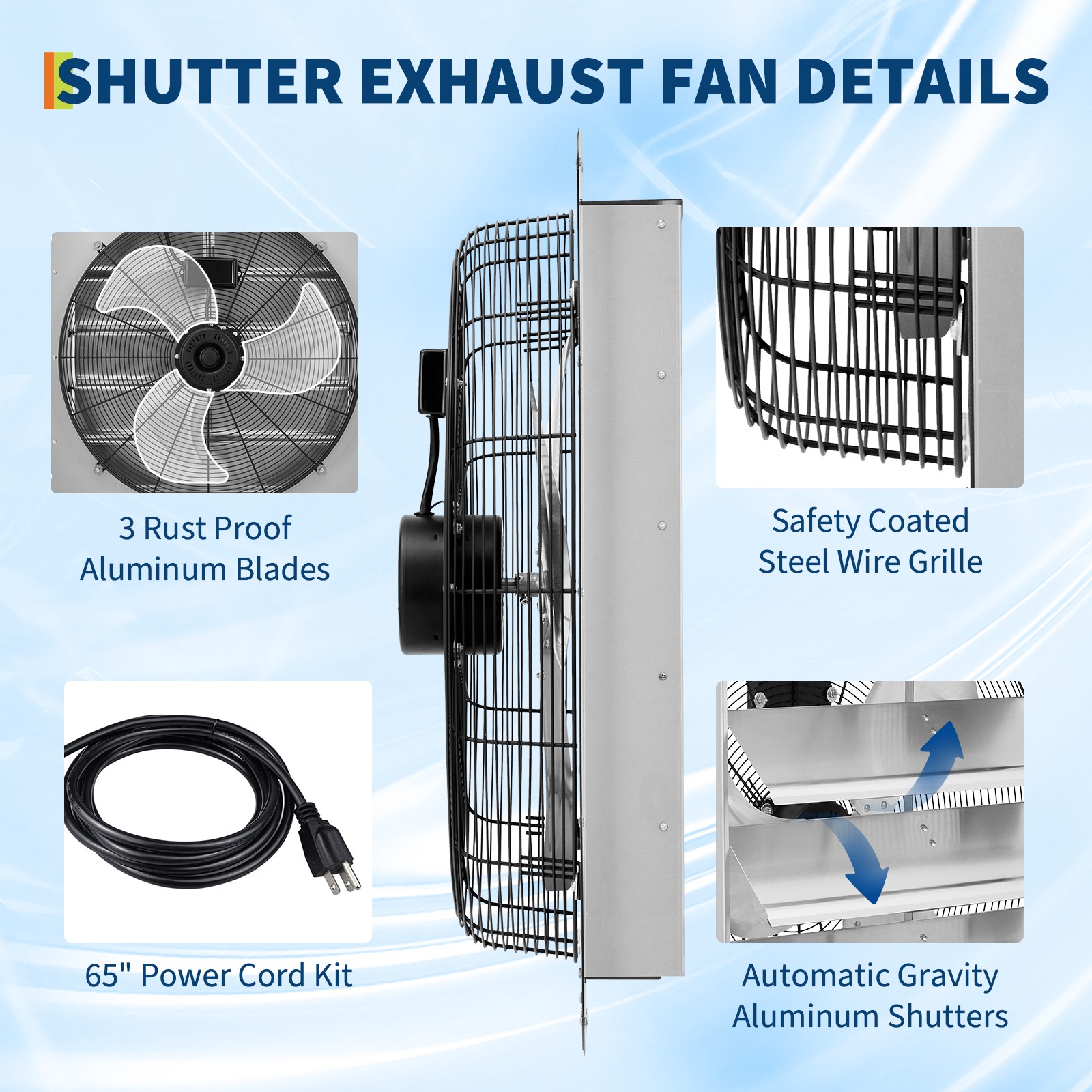 Garvee 20″ Shutter Exhaust Fan Wall Mounted Auto Shutters for Garage Attic Shed