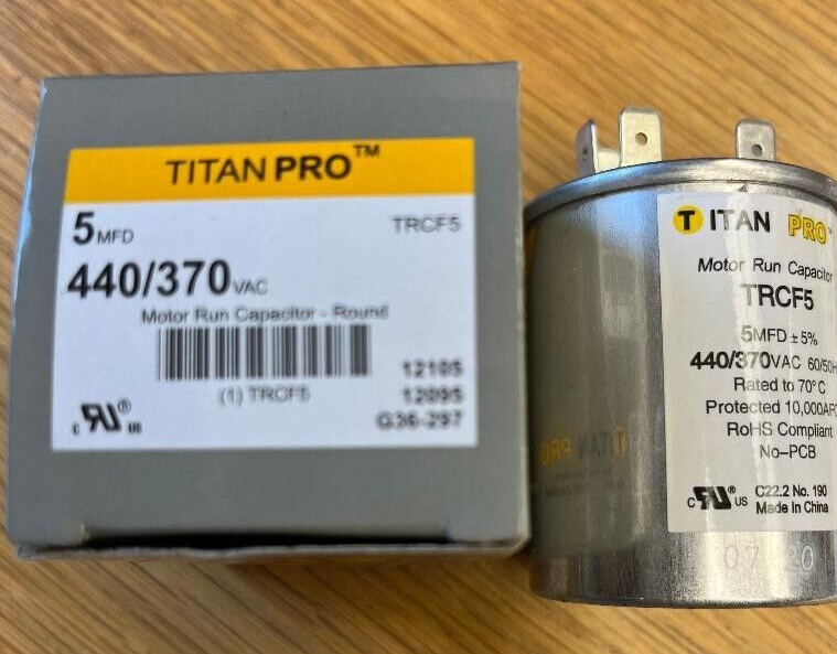 Titan Pro 440/370VAC Motor Run Capacitor ROUND – Silver 12105 G36-297 QTY 2