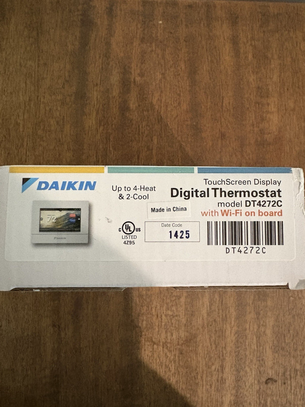 Daikin DT4272C Touchscreen Wi-Fi Digital Thermostat, 4-Heat 2-Cool Programmable