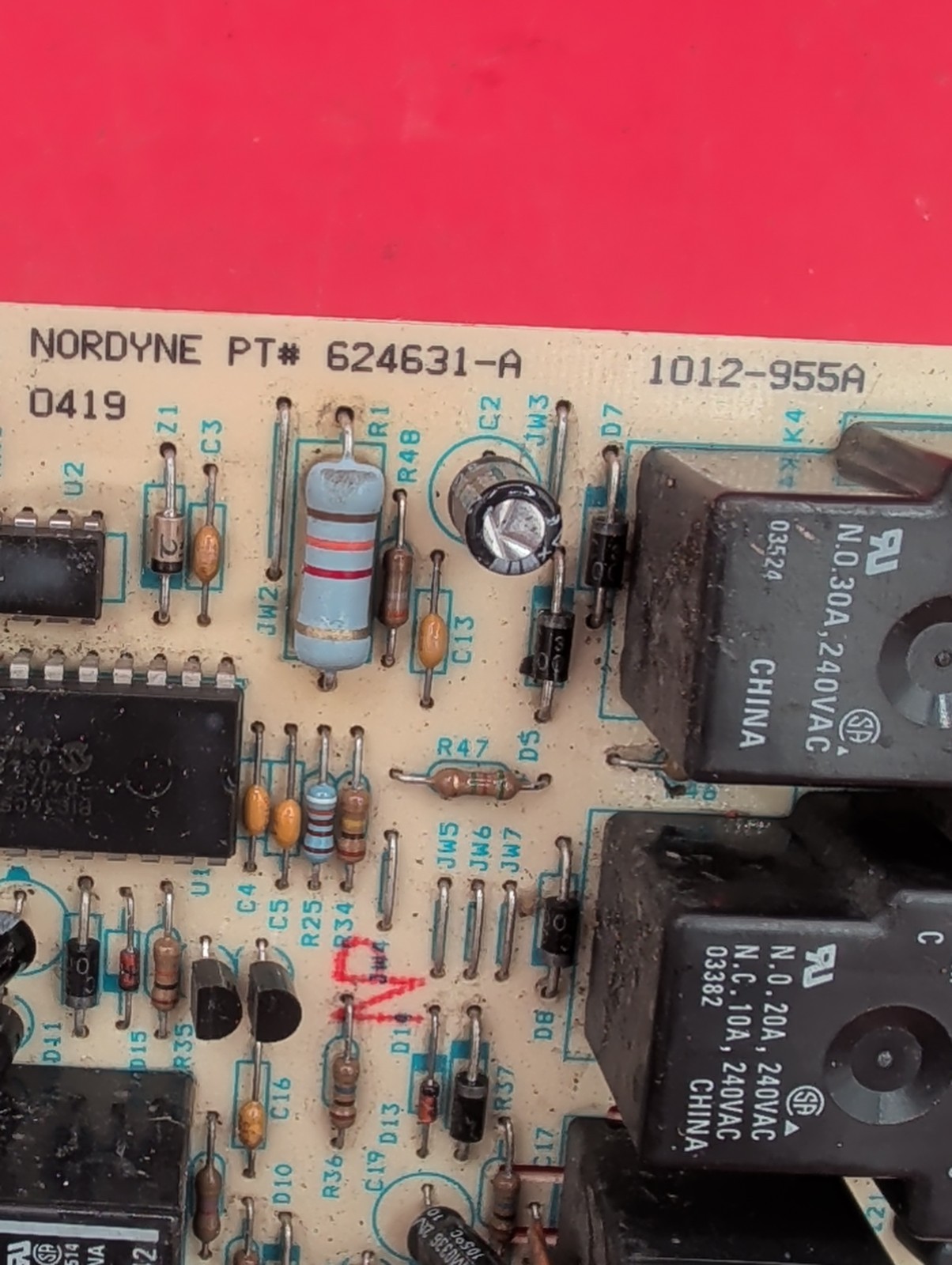 NORDYNE 624631-A Furnace Control Circuit Board 1012-955A