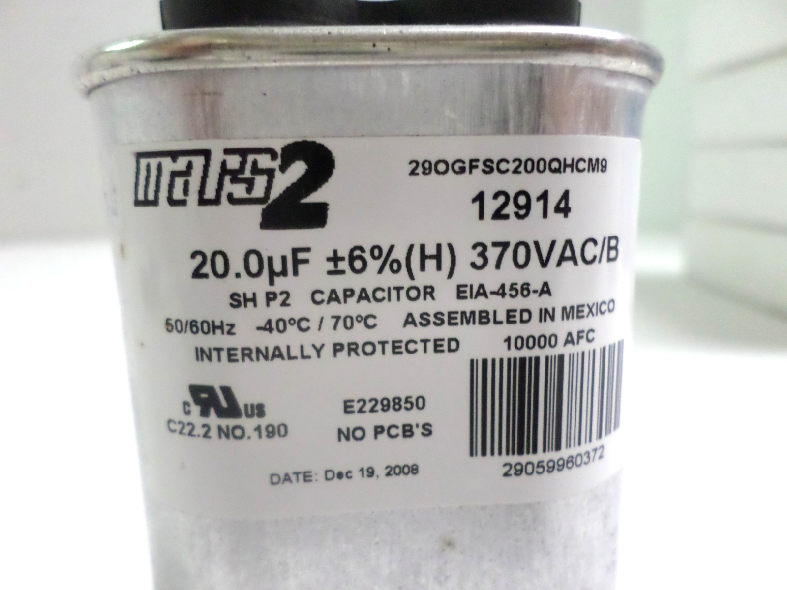Mars2 Motor Run Capacitor 12914