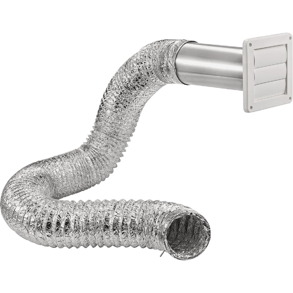Lambro 4 In. x 8 Ft. Air Connector White Louvered Exhaust Through-Wall Bath Fan