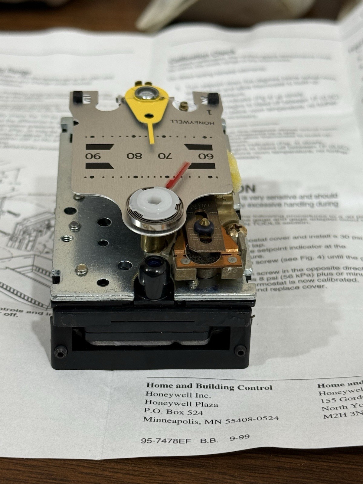 (ONE) 1- Honeywell TP970A 2004 4 Pneumatic Thermostat Direct Acting Analog – NEW