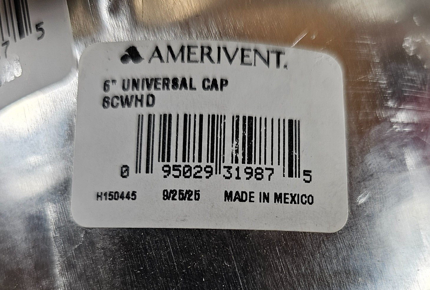Amerivent 6″ Universal B-Vent Rain Cap 6CWHD Americap UL Listed NEW
