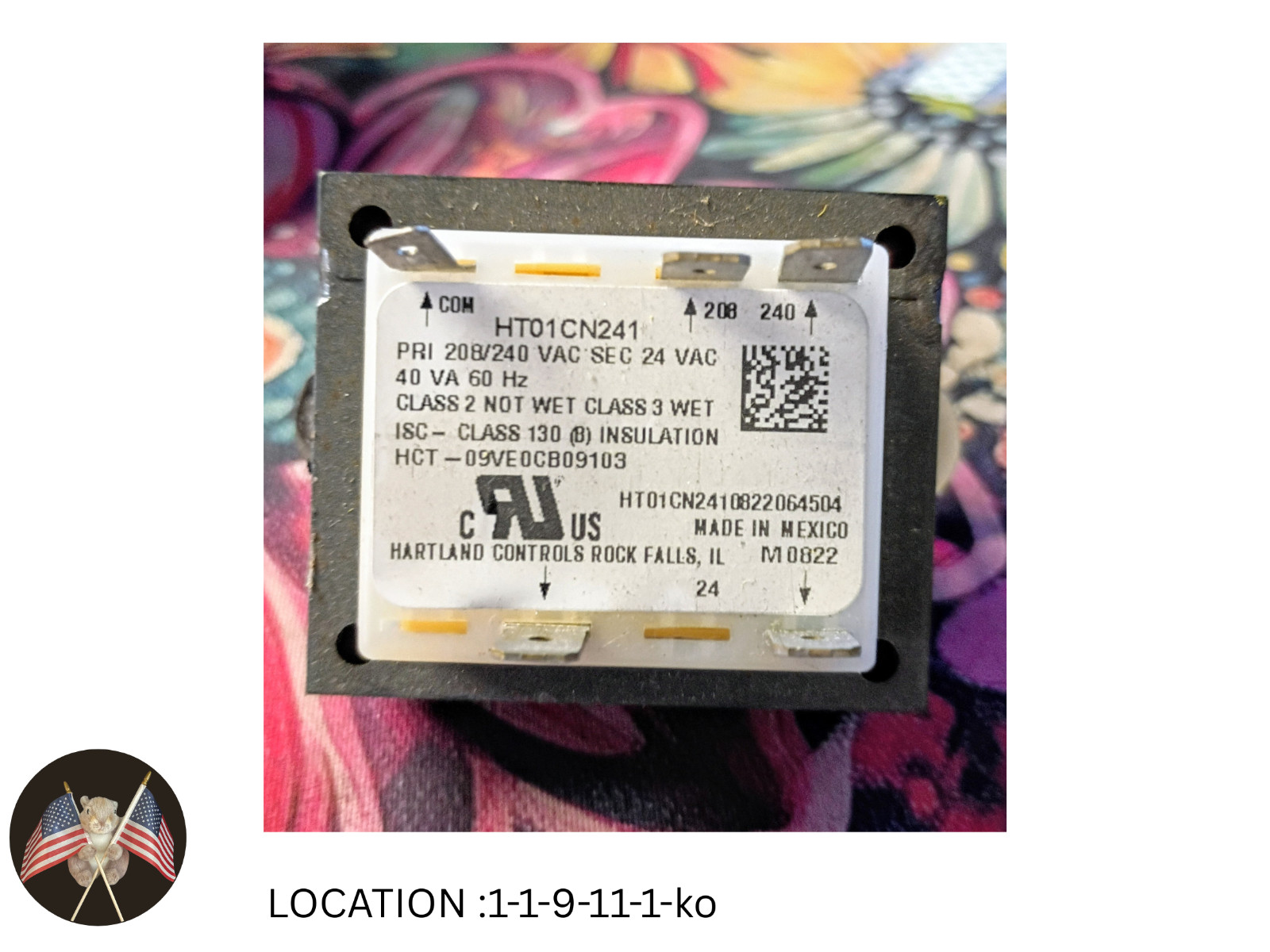 Heartland Controls OEM Transformer / HT01CN241 40VA 60Hz 1-1-9-11-1-ko