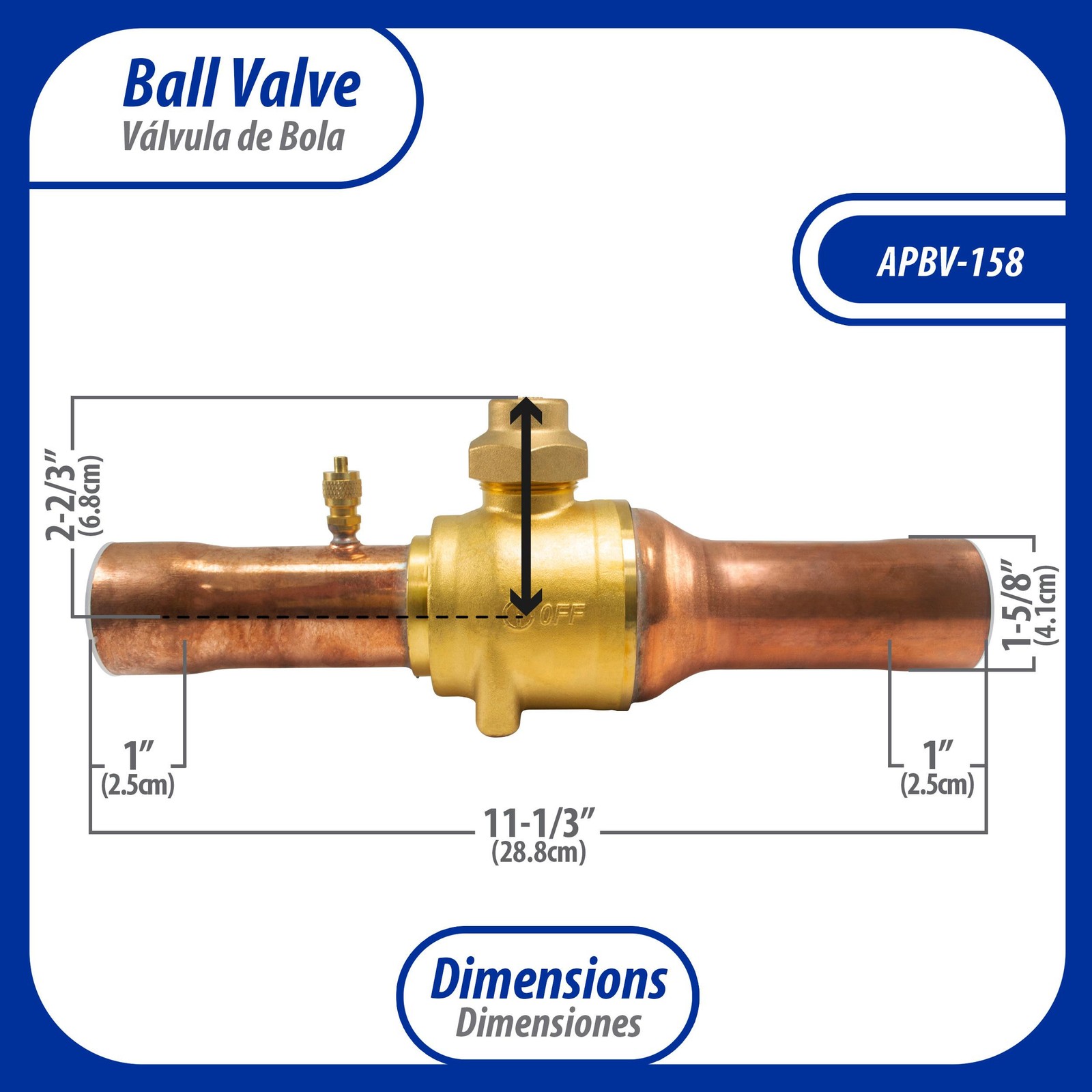 Appli Parts APBV-158 1-5/8 in Shut Off Ball Valve ODF Universal Replacement 610