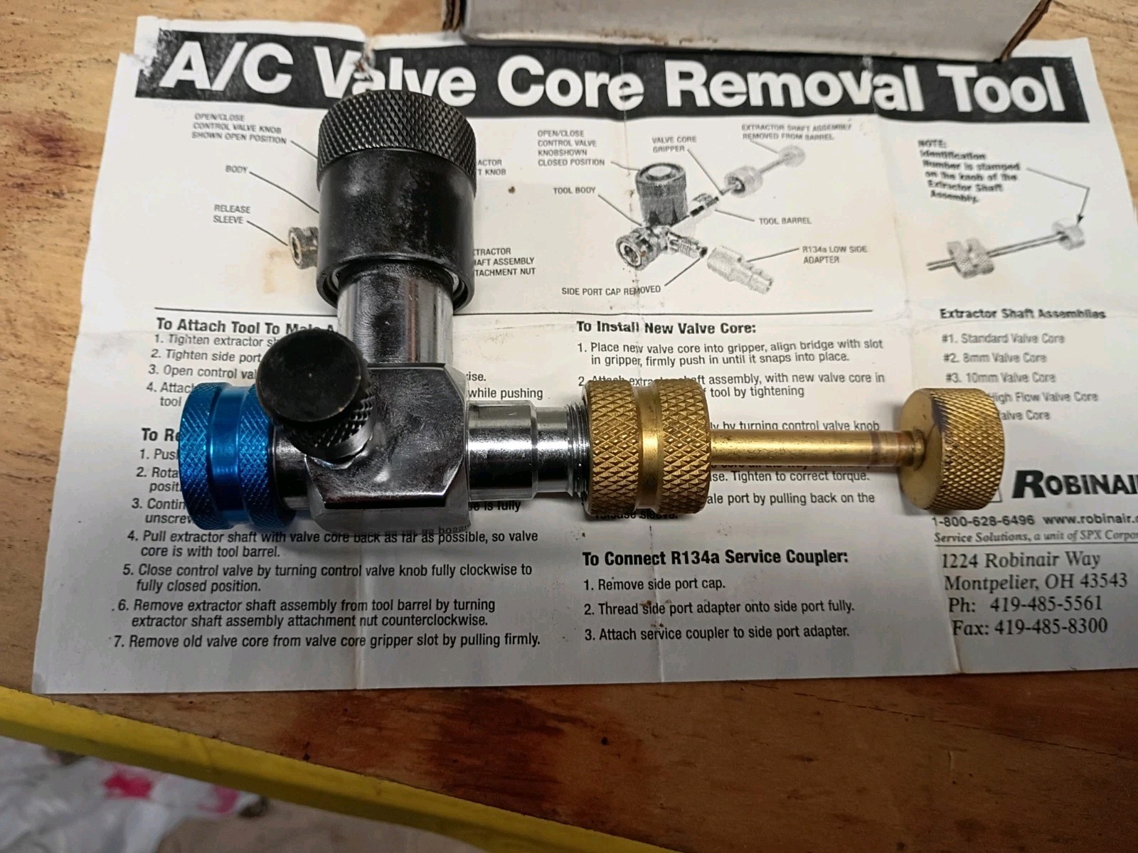 ROBINAIR Valve Core Removal Installation Tool R134A LOW SIDE 18336 COUPLER USA