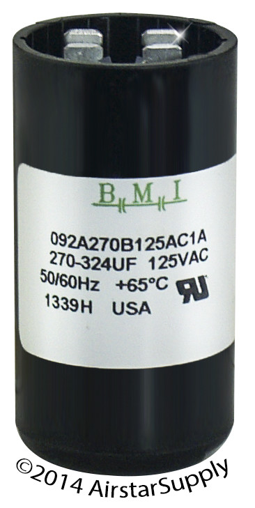 270-324 uF x 110/125 VAC BMI Motor Start Capacitor # 092A270B125AC1A USA